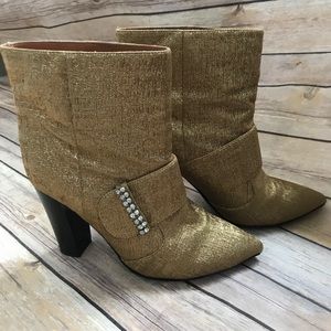 Sold! See by Chloe metallic gold and rhinestone booties